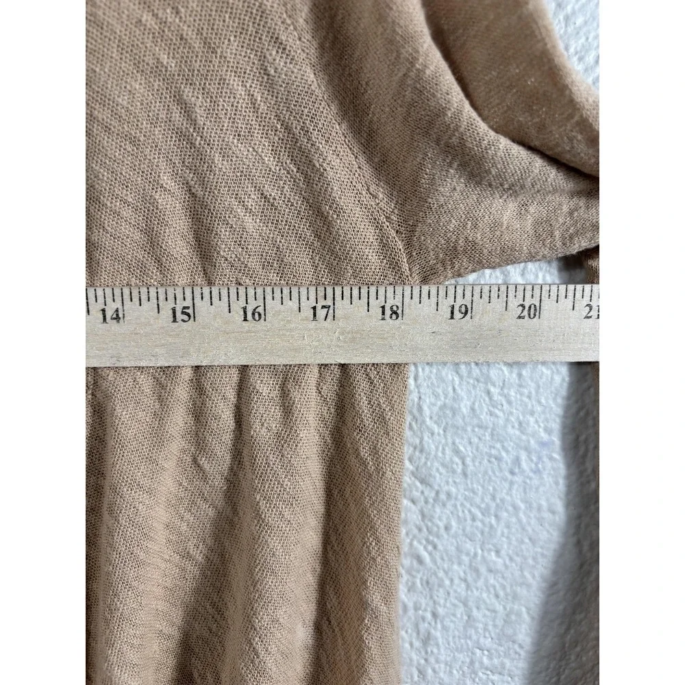 Brochu Walker Sweater Womens Small‎ Beige Linen Cotton Wrap V Neck Twist Front